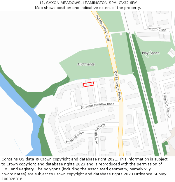 11, SAXON MEADOWS, LEAMINGTON SPA, CV32 6BY: Location map and indicative extent of plot