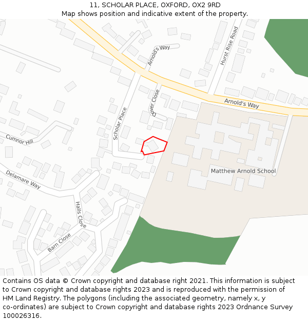11, SCHOLAR PLACE, OXFORD, OX2 9RD: Location map and indicative extent of plot
