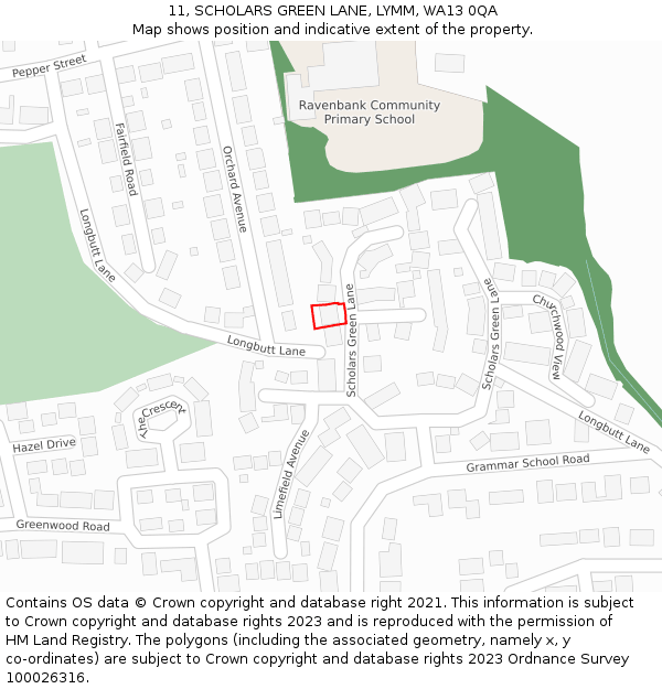 11, SCHOLARS GREEN LANE, LYMM, WA13 0QA: Location map and indicative extent of plot