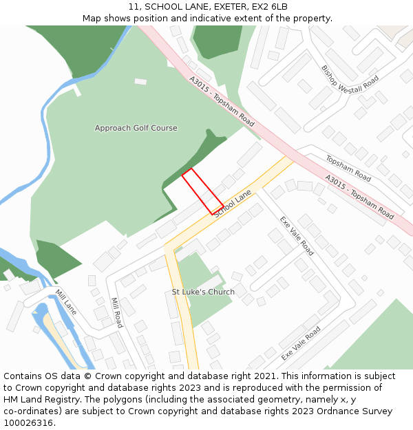 11, SCHOOL LANE, EXETER, EX2 6LB: Location map and indicative extent of plot