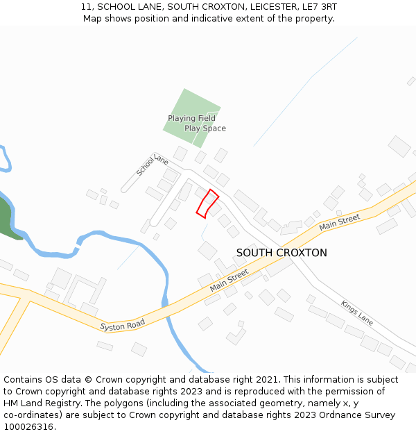 11, SCHOOL LANE, SOUTH CROXTON, LEICESTER, LE7 3RT: Location map and indicative extent of plot