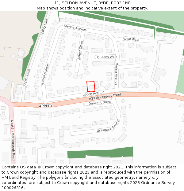 11, SELDON AVENUE, RYDE, PO33 1NR: Location map and indicative extent of plot