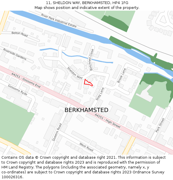 11, SHELDON WAY, BERKHAMSTED, HP4 1FG: Location map and indicative extent of plot