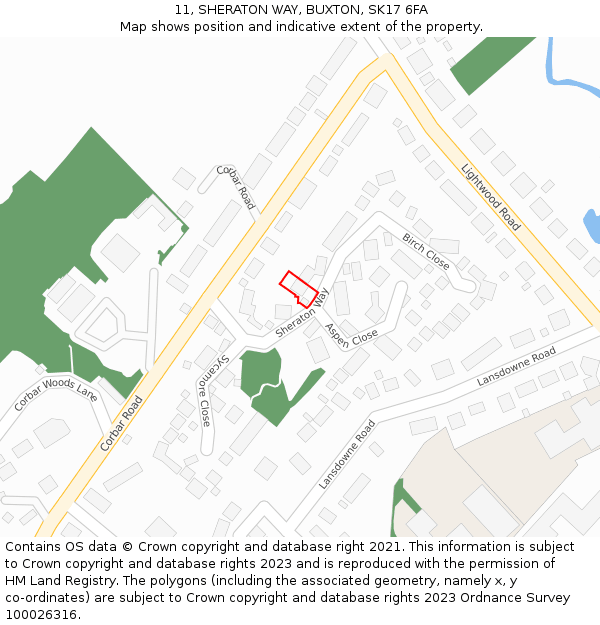 11, SHERATON WAY, BUXTON, SK17 6FA: Location map and indicative extent of plot