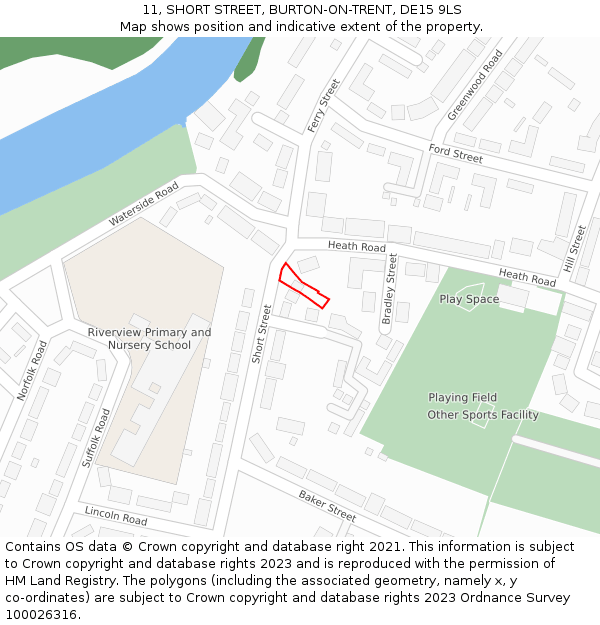 11, SHORT STREET, BURTON-ON-TRENT, DE15 9LS: Location map and indicative extent of plot