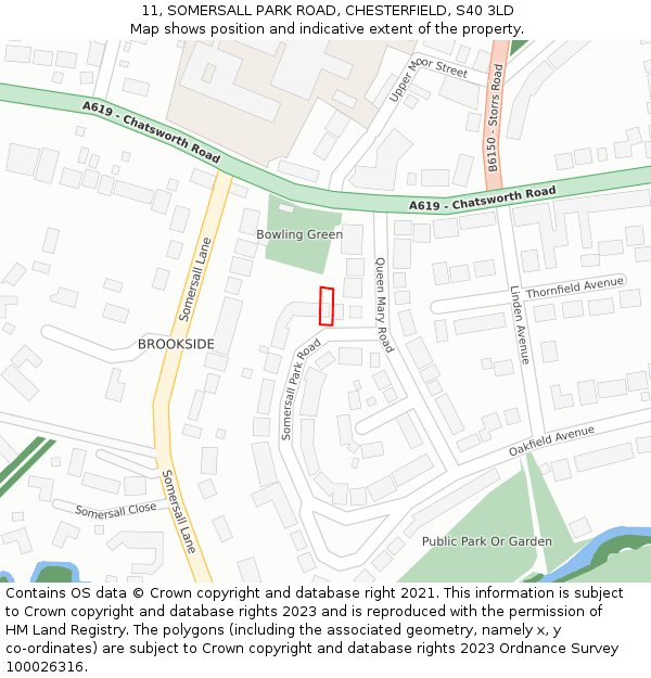 11, SOMERSALL PARK ROAD, CHESTERFIELD, S40 3LD: Location map and indicative extent of plot