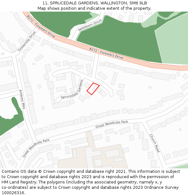 11, SPRUCEDALE GARDENS, WALLINGTON, SM6 9LB: Location map and indicative extent of plot