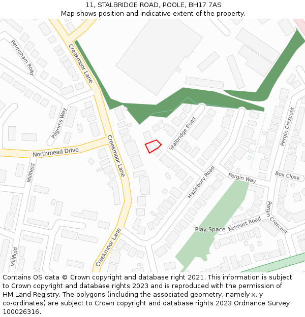 11, STALBRIDGE ROAD, POOLE, BH17 7AS: Location map and indicative extent of plot