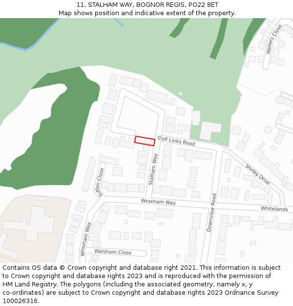 11, STALHAM WAY, BOGNOR REGIS, PO22 8ET: Location map and indicative extent of plot