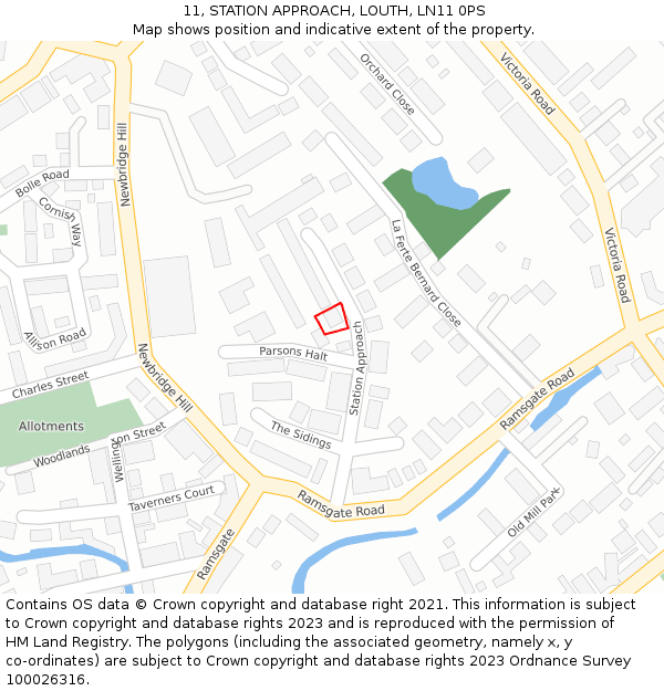 11, STATION APPROACH, LOUTH, LN11 0PS: Location map and indicative extent of plot