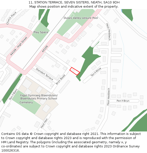 11, STATION TERRACE, SEVEN SISTERS, NEATH, SA10 9DH: Location map and indicative extent of plot