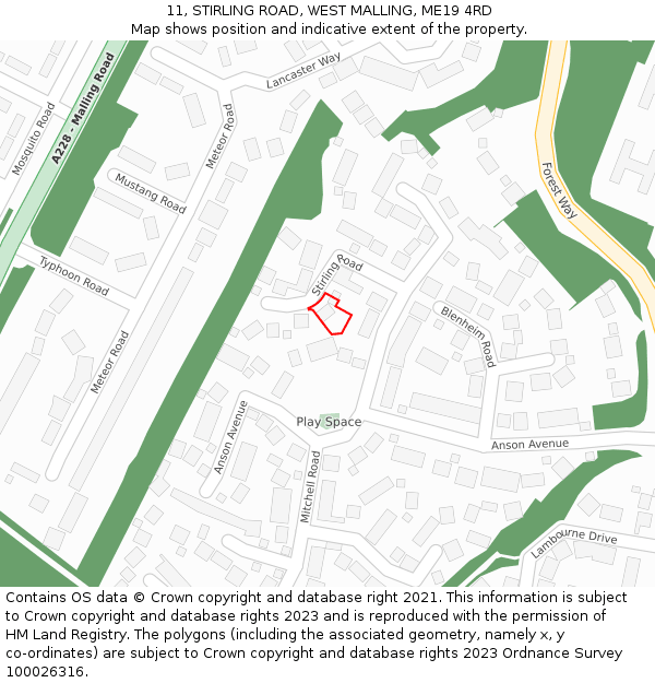 11, STIRLING ROAD, WEST MALLING, ME19 4RD: Location map and indicative extent of plot