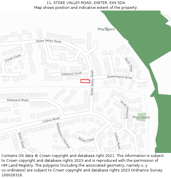 11, STOKE VALLEY ROAD, EXETER, EX4 5DA: Location map and indicative extent of plot