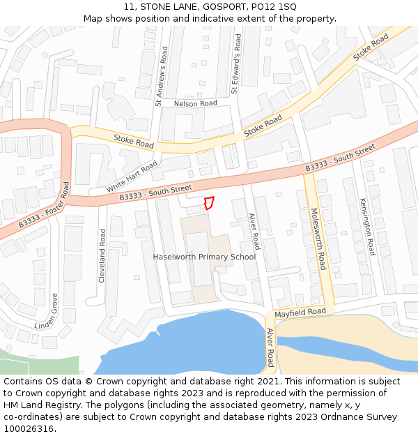 11, STONE LANE, GOSPORT, PO12 1SQ: Location map and indicative extent of plot