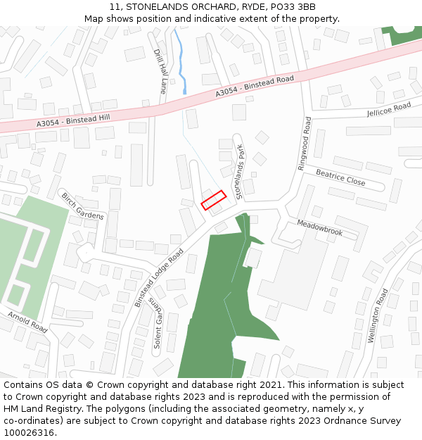 11, STONELANDS ORCHARD, RYDE, PO33 3BB: Location map and indicative extent of plot