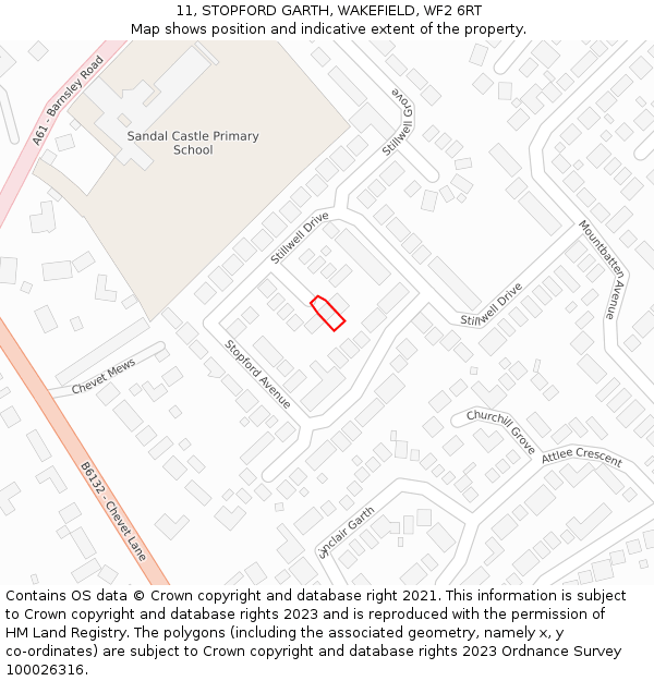 11, STOPFORD GARTH, WAKEFIELD, WF2 6RT: Location map and indicative extent of plot