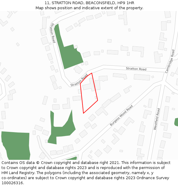 11, STRATTON ROAD, BEACONSFIELD, HP9 1HR: Location map and indicative extent of plot