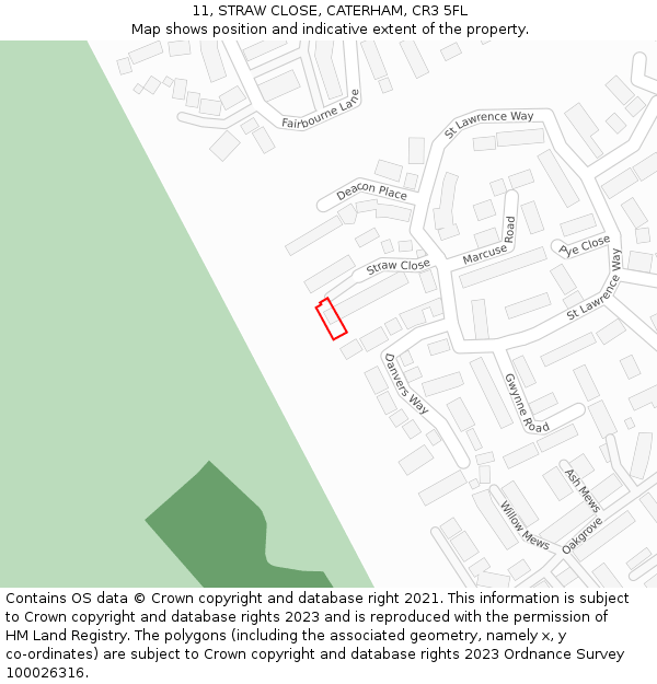 11, STRAW CLOSE, CATERHAM, CR3 5FL: Location map and indicative extent of plot