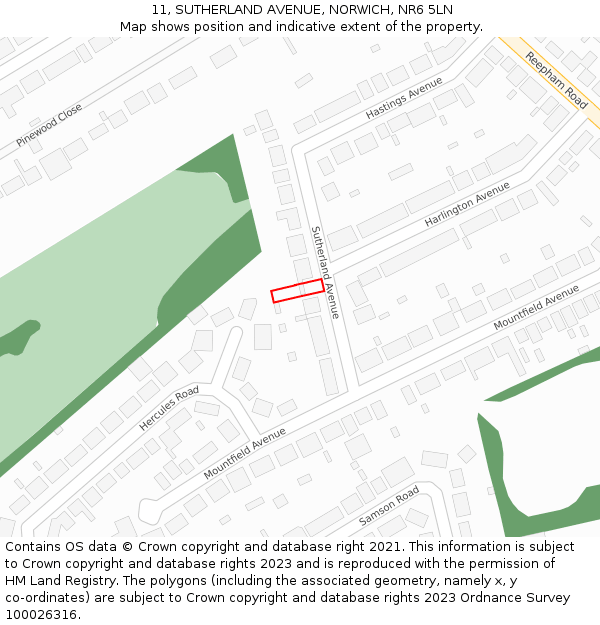 11, SUTHERLAND AVENUE, NORWICH, NR6 5LN: Location map and indicative extent of plot