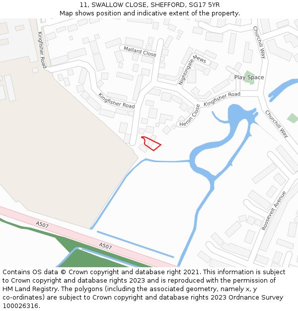 11, SWALLOW CLOSE, SHEFFORD, SG17 5YR: Location map and indicative extent of plot