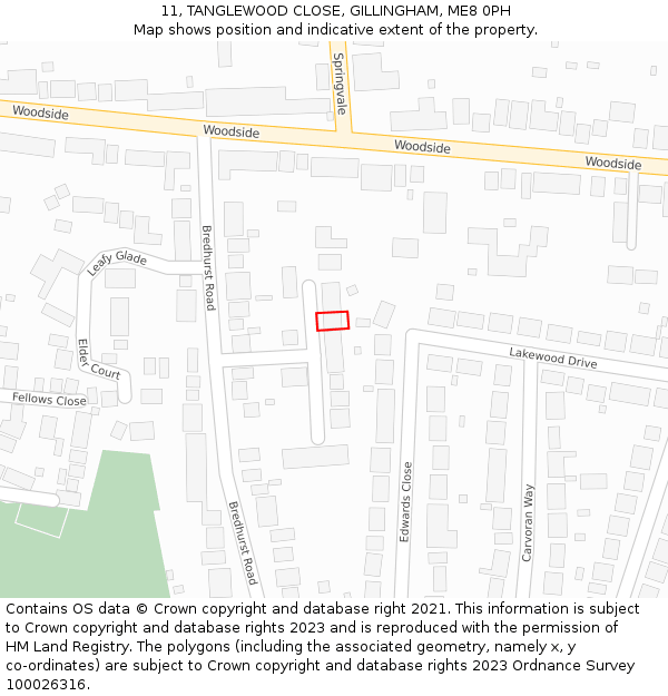 11, TANGLEWOOD CLOSE, GILLINGHAM, ME8 0PH: Location map and indicative extent of plot