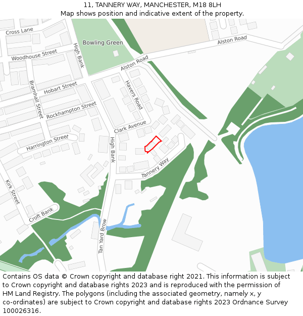 11, TANNERY WAY, MANCHESTER, M18 8LH: Location map and indicative extent of plot