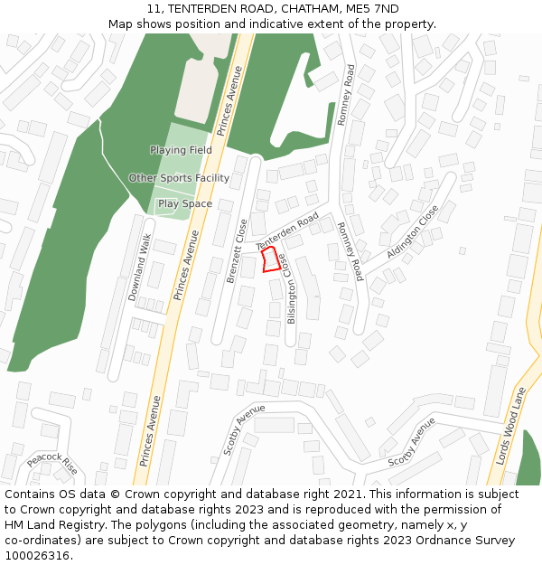 11, TENTERDEN ROAD, CHATHAM, ME5 7ND: Location map and indicative extent of plot