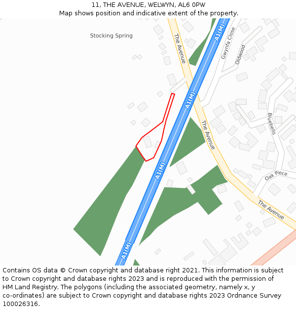 11, THE AVENUE, WELWYN, AL6 0PW: Location map and indicative extent of plot