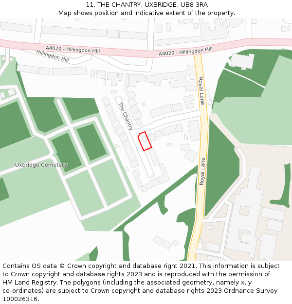 11, THE CHANTRY, UXBRIDGE, UB8 3RA: Location map and indicative extent of plot
