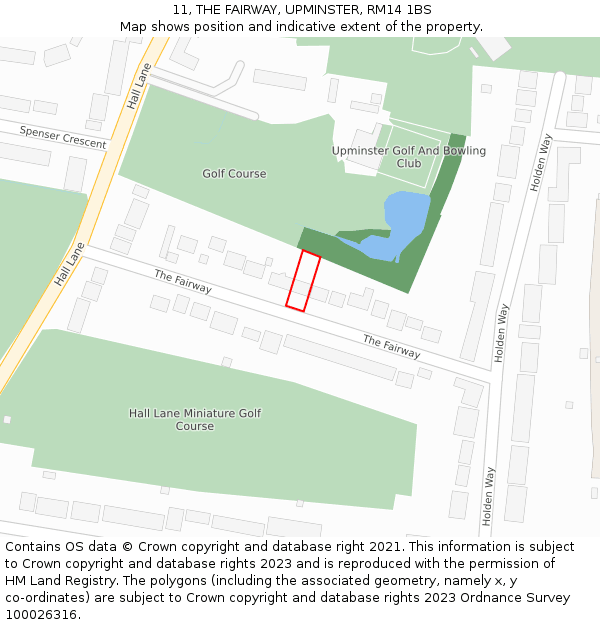 11, THE FAIRWAY, UPMINSTER, RM14 1BS: Location map and indicative extent of plot