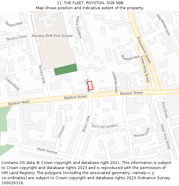 11, THE FLEET, ROYSTON, SG8 5BB: Location map and indicative extent of plot