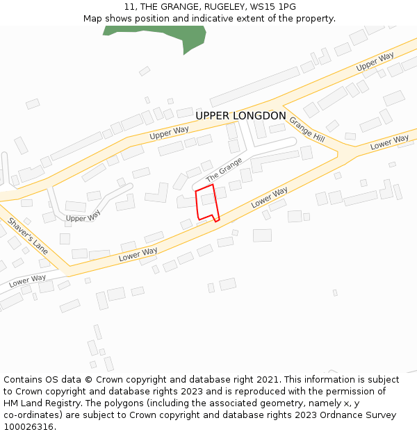 11, THE GRANGE, RUGELEY, WS15 1PG: Location map and indicative extent of plot