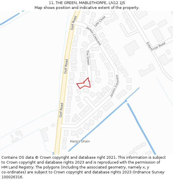 11, THE GREEN, MABLETHORPE, LN12 1JS: Location map and indicative extent of plot