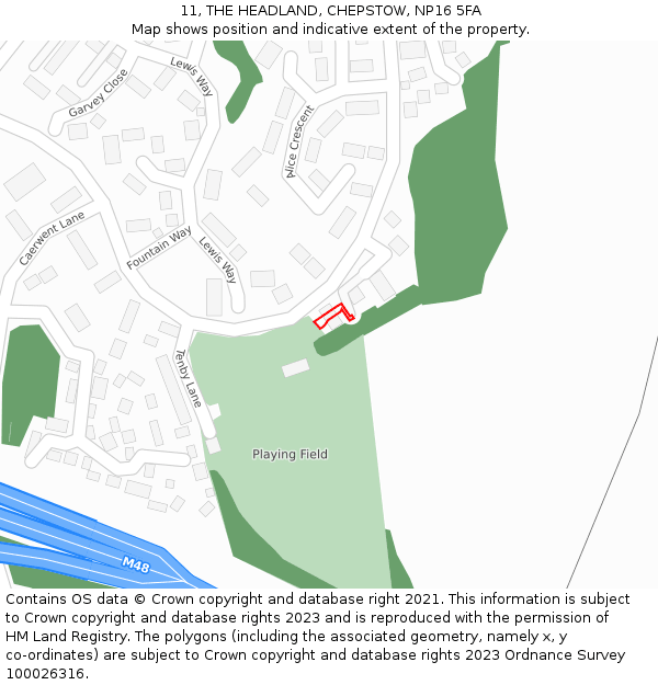 11, THE HEADLAND, CHEPSTOW, NP16 5FA: Location map and indicative extent of plot