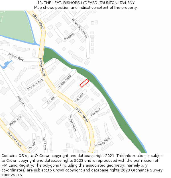 11, THE LEAT, BISHOPS LYDEARD, TAUNTON, TA4 3NY: Location map and indicative extent of plot