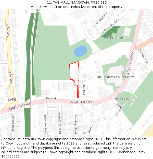 11, THE MALL, SANDOWN, PO36 9ED: Location map and indicative extent of plot