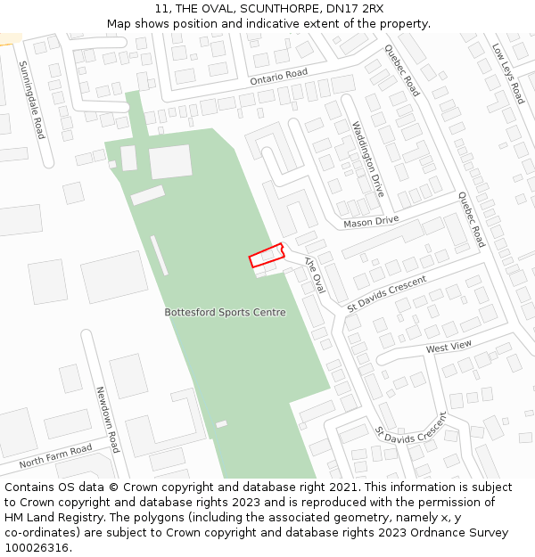 11, THE OVAL, SCUNTHORPE, DN17 2RX: Location map and indicative extent of plot