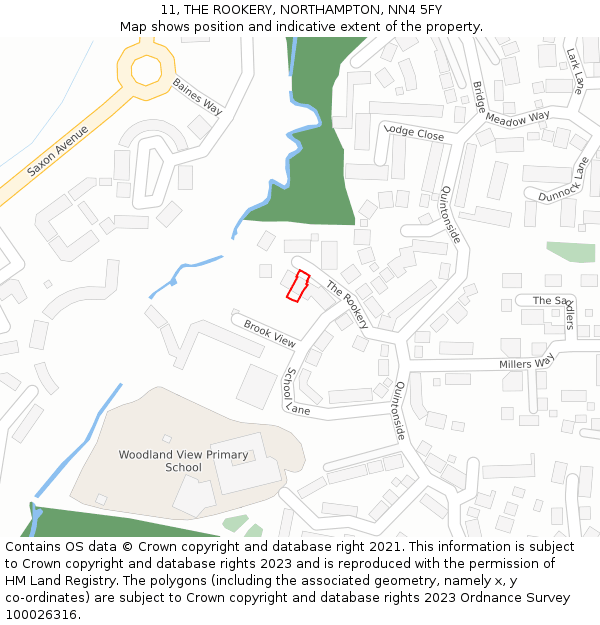 11, THE ROOKERY, NORTHAMPTON, NN4 5FY: Location map and indicative extent of plot