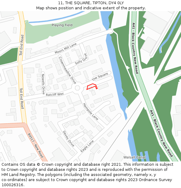 11, THE SQUARE, TIPTON, DY4 0LY: Location map and indicative extent of plot