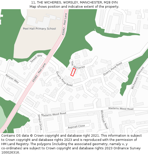 11, THE WICHERIES, WORSLEY, MANCHESTER, M28 0YN: Location map and indicative extent of plot