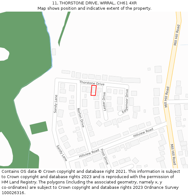 11, THORSTONE DRIVE, WIRRAL, CH61 4XR: Location map and indicative extent of plot