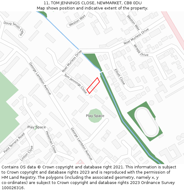 11, TOM JENNINGS CLOSE, NEWMARKET, CB8 0DU: Location map and indicative extent of plot