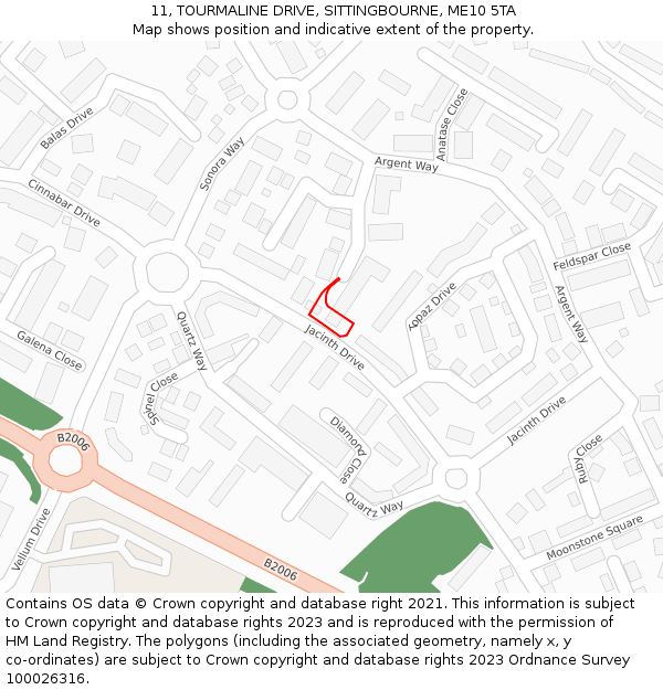 11, TOURMALINE DRIVE, SITTINGBOURNE, ME10 5TA: Location map and indicative extent of plot