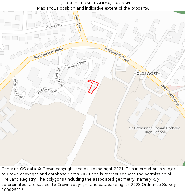 11, TRINITY CLOSE, HALIFAX, HX2 9SN: Location map and indicative extent of plot