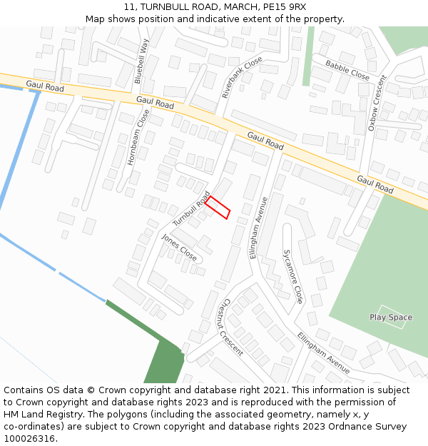 11, TURNBULL ROAD, MARCH, PE15 9RX: Location map and indicative extent of plot