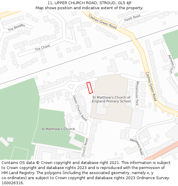 11, UPPER CHURCH ROAD, STROUD, GL5 4JF: Location map and indicative extent of plot
