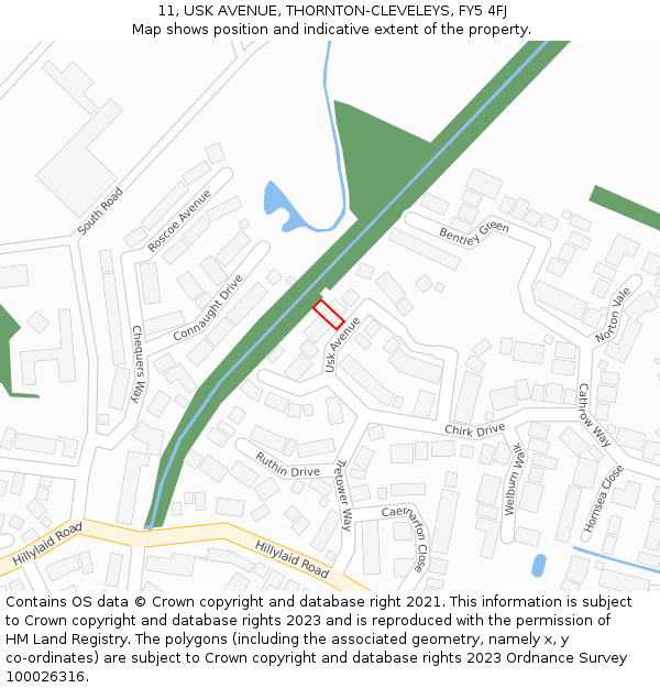 11, USK AVENUE, THORNTON-CLEVELEYS, FY5 4FJ: Location map and indicative extent of plot