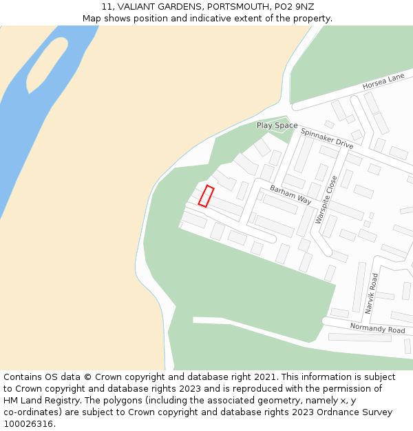 11, VALIANT GARDENS, PORTSMOUTH, PO2 9NZ: Location map and indicative extent of plot