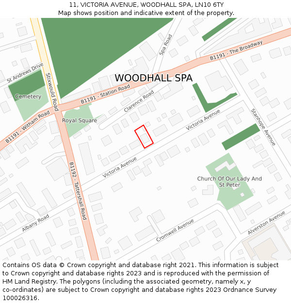 11, VICTORIA AVENUE, WOODHALL SPA, LN10 6TY: Location map and indicative extent of plot