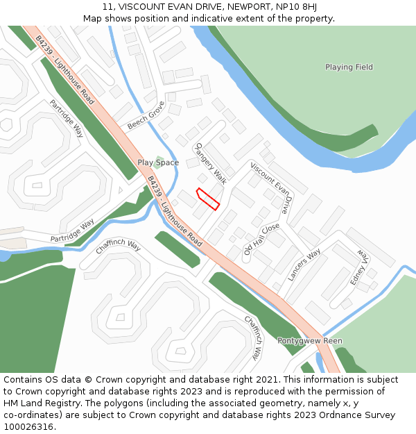 11, VISCOUNT EVAN DRIVE, NEWPORT, NP10 8HJ: Location map and indicative extent of plot
